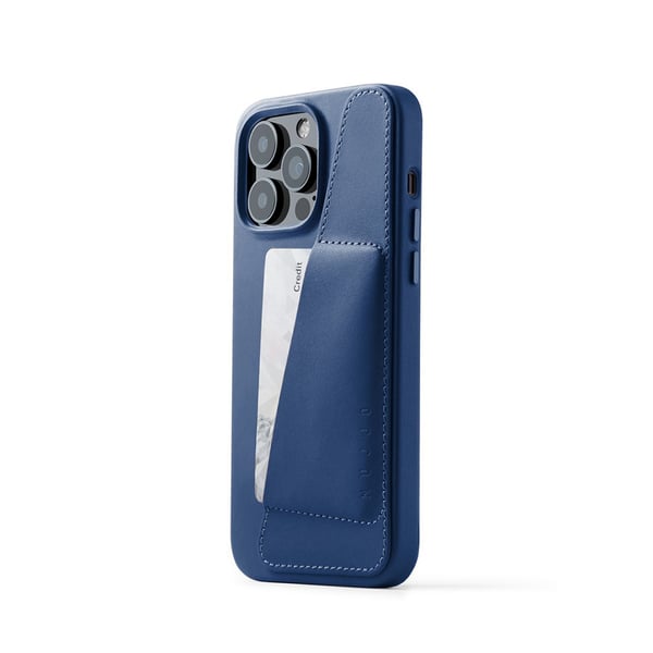 iPhone 14 Pro Max-deksel i fullskinn med lommebok, Monaco Blue