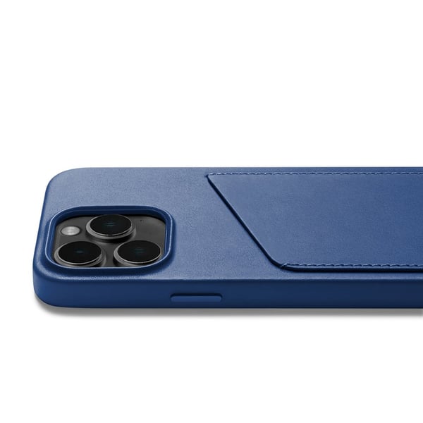 iPhone 14 Pro-deksel i fullskinn med lommebok Monaco Blue