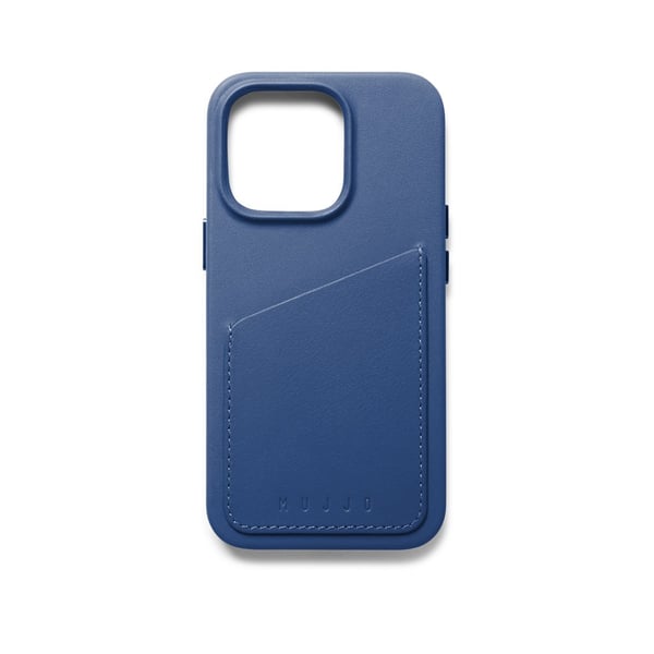iPhone 14 Pro-deksel i fullskinn med lommebok Monaco Blue
