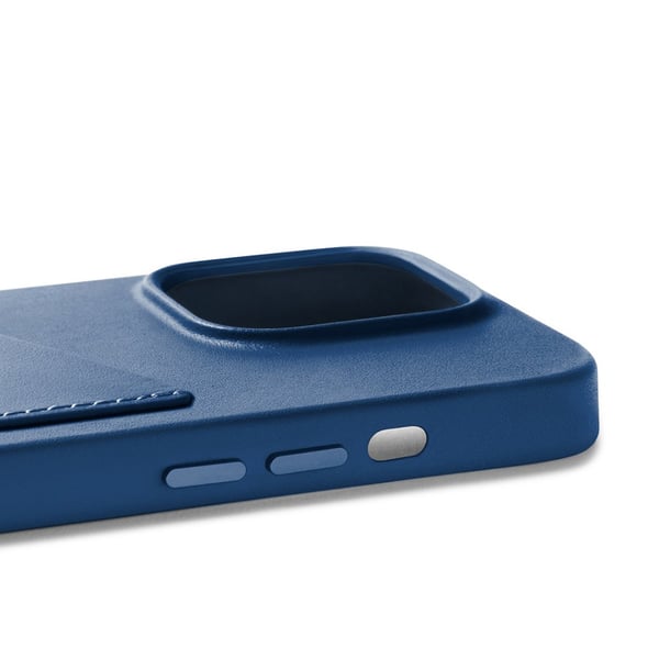 iPhone 14 Pro-deksel i fullskinn med lommebok Monaco Blue