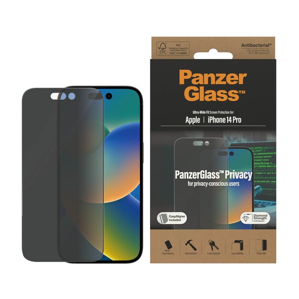 iPhone 14 Pro Skærmbeskytter Ultra-Wide Fit Privacy EasyAligne
