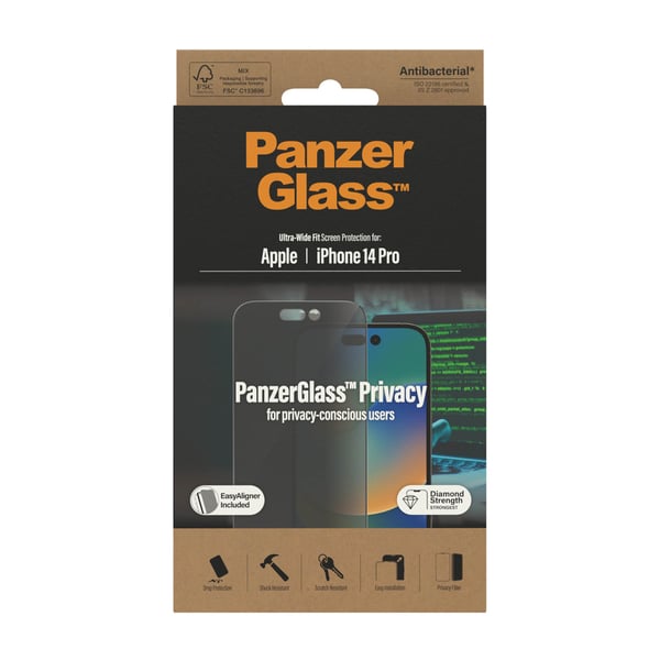 iPhone 14 Pro Skærmbeskytter Ultra-Wide Fit Privacy EasyAligne