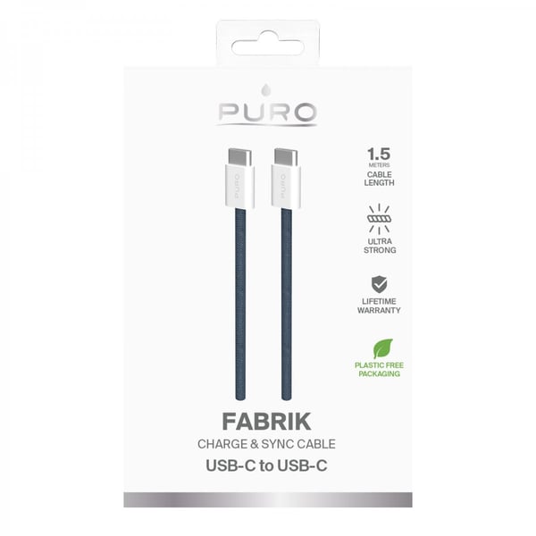Cable Fabrik 2.0 60W USB-C til USB-C 1,5m Blå