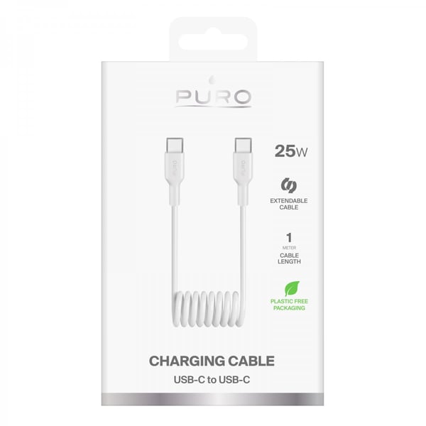 Kabel Spiral USB-C till USB-C 1m Vit
