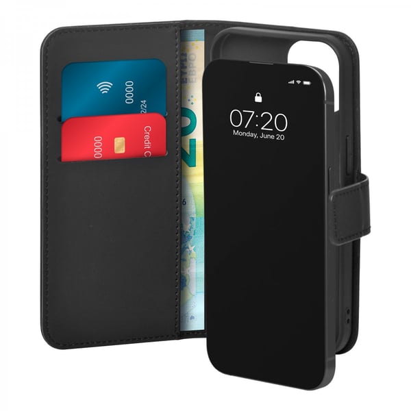 iPhone 15 Cover Pung Stativ Sort
