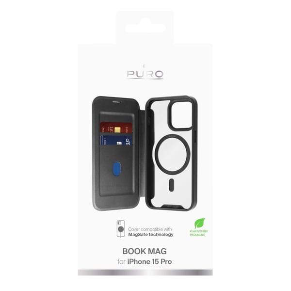 iPhone 15 Pro Fodral Book Mag Svart