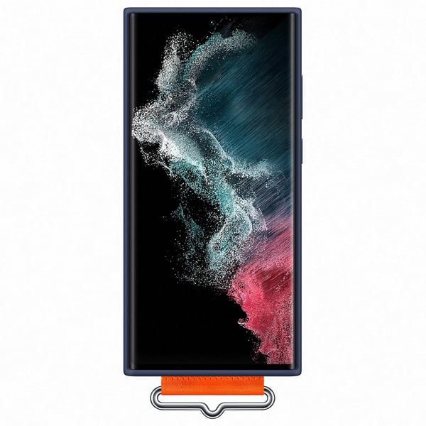 Original Galaxy S22 Ultra Deksel Silikondeksel med Stropp Navy