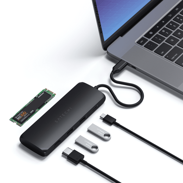 USB-C HYBRID med inbyggd möjlighet till SSD-lagring Grå