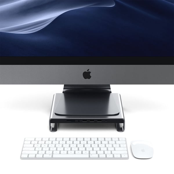 USB-C aluminium skjermstativ med hub for iMac, Space Gray