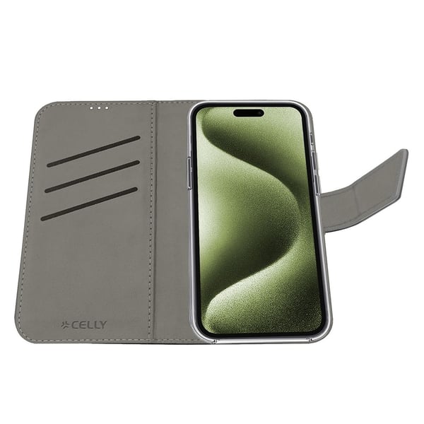iPhone 17 Deksel Wally Lommebok Etui Svart