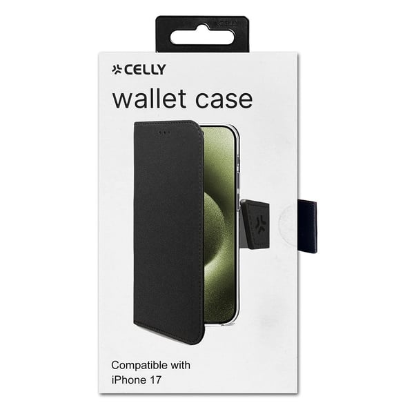 iPhone 17 Deksel Wally Lommebok Etui Svart