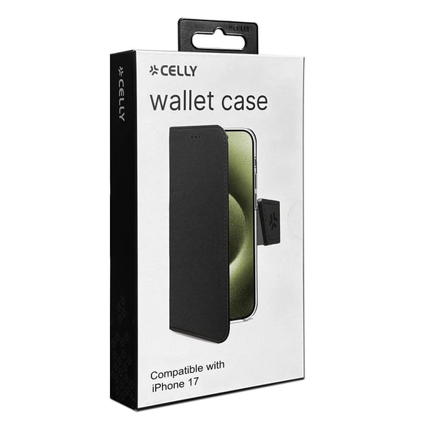 iPhone 17 Deksel Wally Lommebok Etui Svart