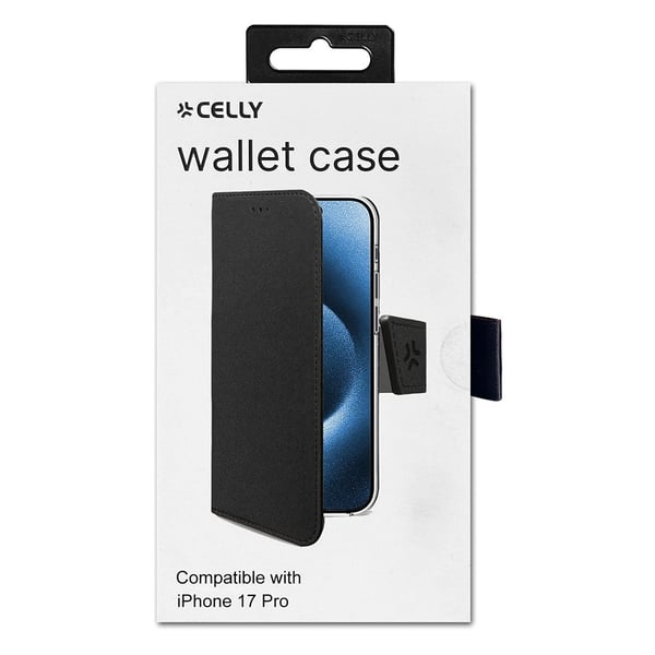 iPhone 17 Pro Deksel Wally Lommebok Etui Svart