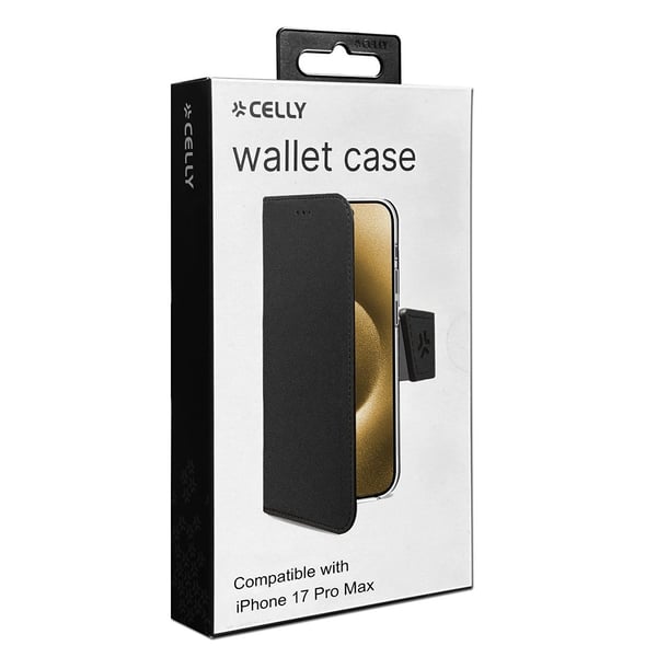 iPhone 17 Pro Max -kuori Wally Wallet -kotelo, musta