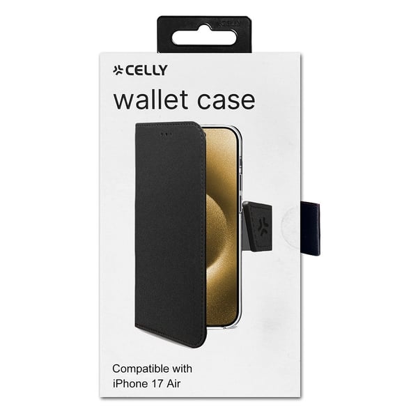 iPhone Air -suojakuori Wally Wallet -kotelo, musta
