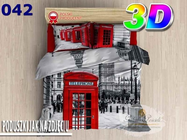 3D-sängkläder i bomullssatin 160x200 cm ENGLISH SHUTTLE
