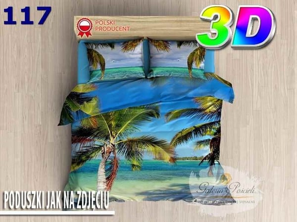 3D-sängkläder i bomullssatin 160x200 cm PALM TREES