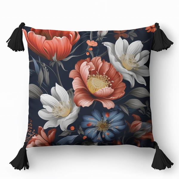 Koristeellinen tyynyliina 45x45 kukkakuvio