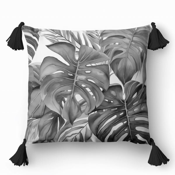 Koristeellinen tyynynpäällinen 45x45 Kukkiva Monstera Grafiitti