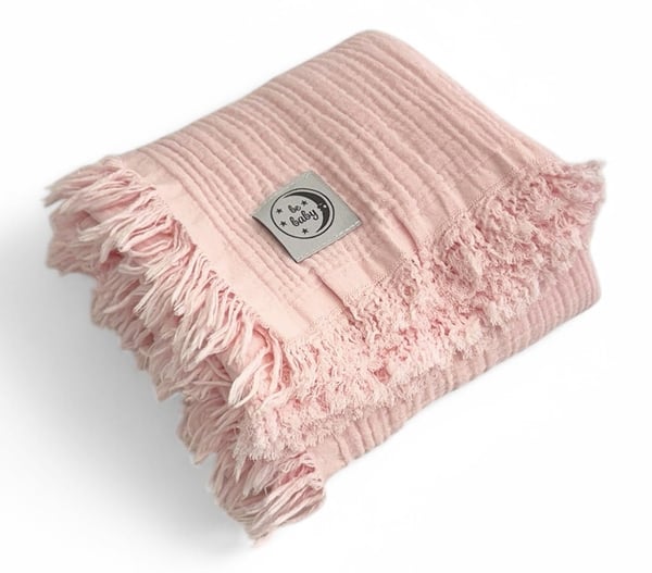 Be Baby muslinbebisfilt 100x120 cm rosa mjuk