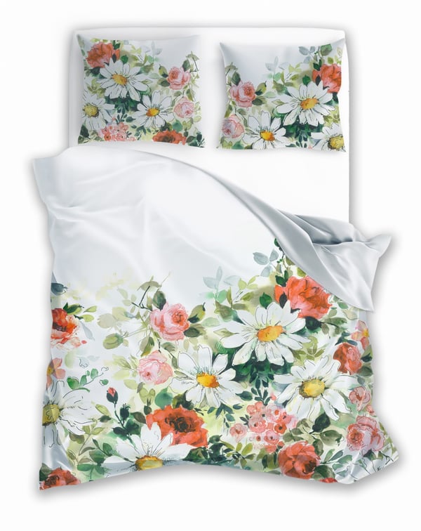 Satiinivuodevaatteet 160x200 Digitaalisesti painettu Nobile Flowers Monivärinen kukkaniitty