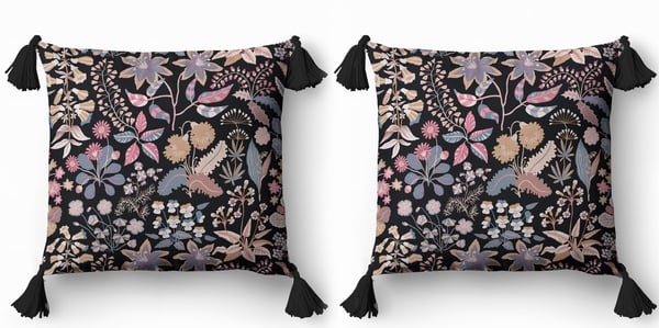 Dekorativ kudde 45x45 blommig boho