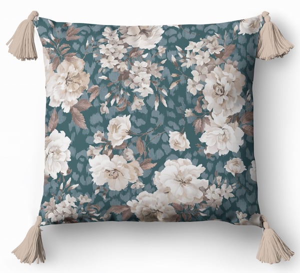 Dekorativ pude 45x45 blomstret boho