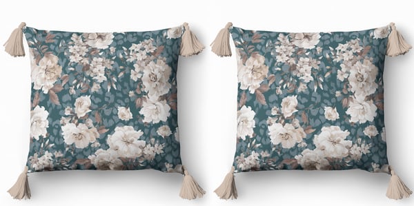 Dekorativ pude 45x45 blomstret boho