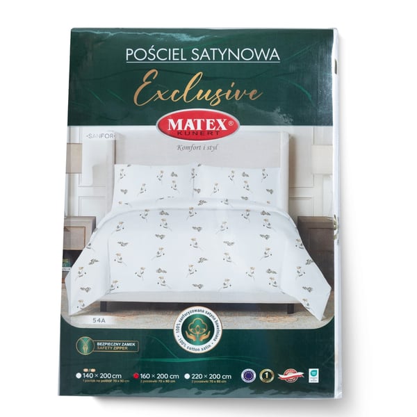 Satinsängkläder 160x200 exklusiv ljusblommig