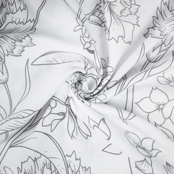 Satinsängkläder 160x200 exklusivt blommor grå vår