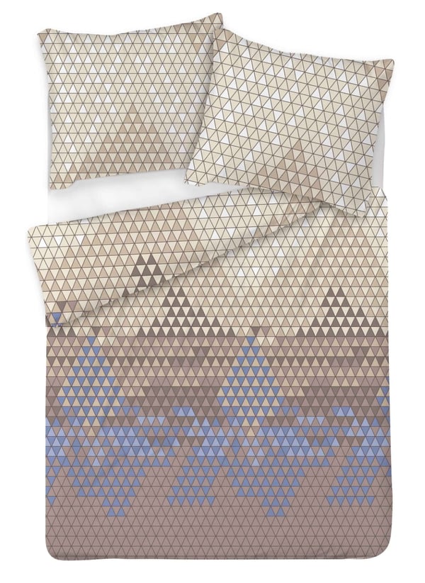 Satiinikangaslakanat 160x200 geometrisella kuviolla beige-sävyissä