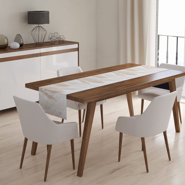 Dekorativ bordløber 85x85 Panamablade BEIGE