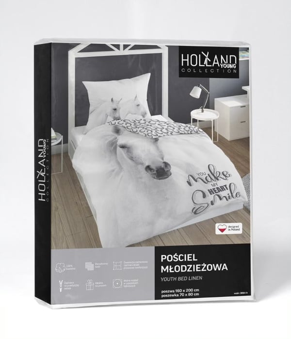 Sengetøjssæt til unge HORSE Hvid 160x200