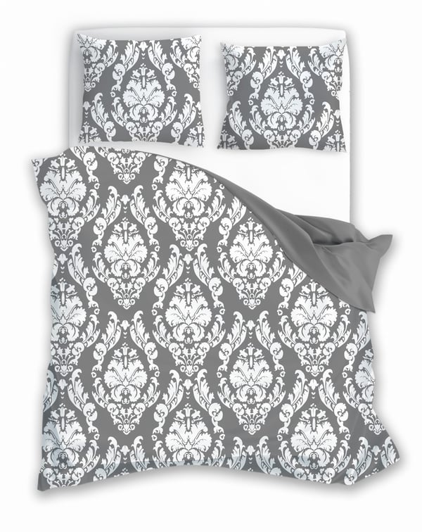 Bomull-sängkläder 160x200 Glamour Ornament harmaa