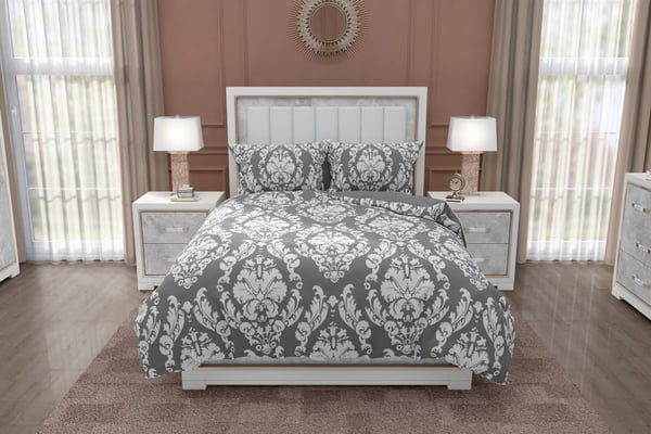 Bomull-sängkläder 160x200 Glamour Ornament harmaa