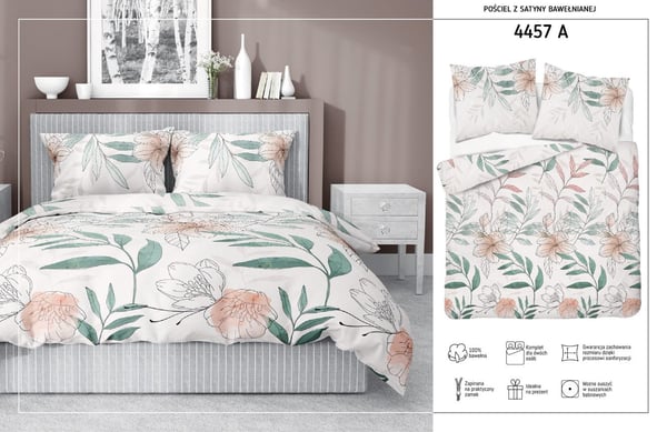 Satiinikangaslakanat 160x200 kukat lehdet pastellin sävy