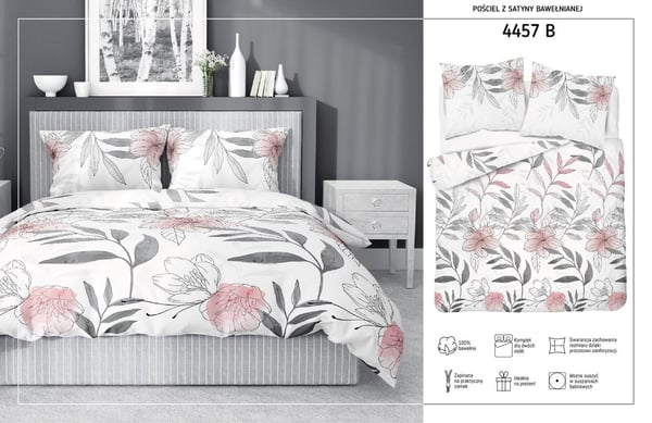 Satiinivuodevaatteet 220x200 kukat lehdet pastellisävyt vaalea