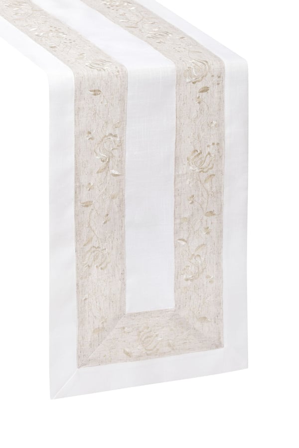Duklöpare 85x85 broderad linnelignande