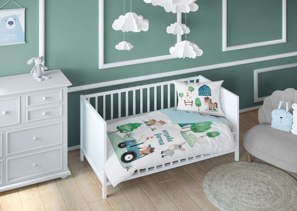Babysängkläder 100x135 traktor gård bomull