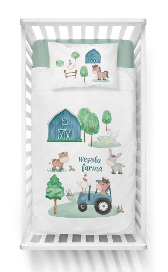 Babysängkläder 100x135 traktor gård bomull