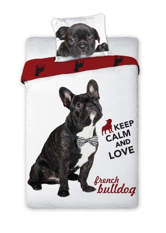Puuvillainen vuodevaate 140x200 Bulldog-koiralle