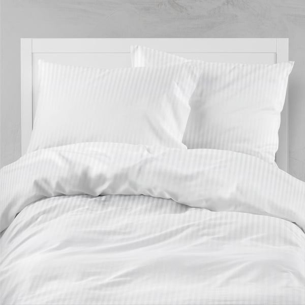 Damastisängyvaatteet 160x200 hotellirenkailla 1cm valkoinen