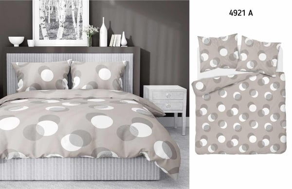 Satiinikankaiset vuodevaatteet 160x200 täplikuviointi beige