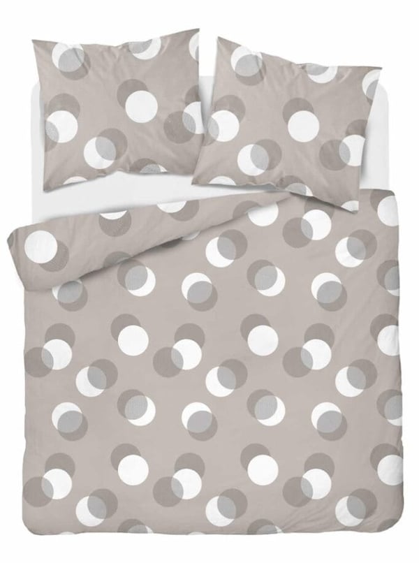 Satiinikankaiset vuodevaatteet 160x200 täplikuviointi beige