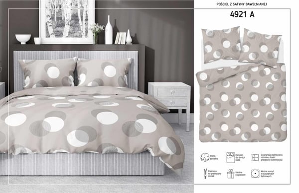 Satiinikankaiset vuodevaatteet 160x200 täplikuviointi beige