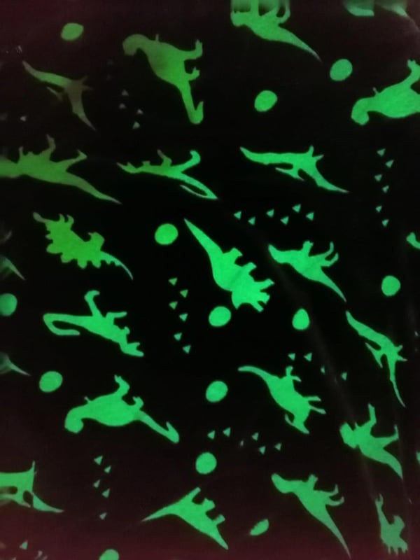 Filt Loistava pimeässä 150x200 valkoinen dinosaurusit fluoresoiva