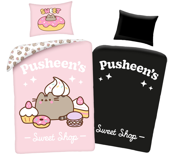 Sengetøjssæt Lyser i Mørket 140x200 Pusheen Kitten Sød Pink