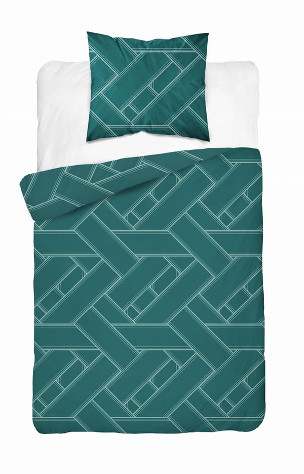 Satiinikankaiset vuodevaatteet 140x200 geometrinen vihreä
