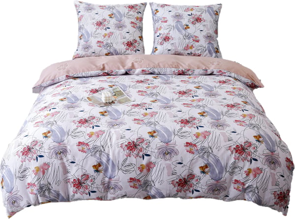 Silkkiä muistuttavat vuodevaatteet 160x200cm kevätkukat roosa