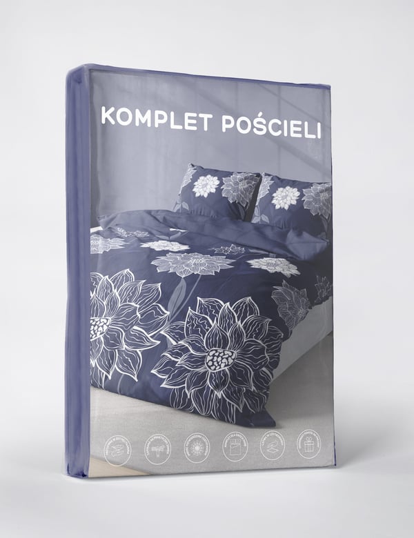 Sängynvaatteet 160x200 satiini microfiber kukat sininen